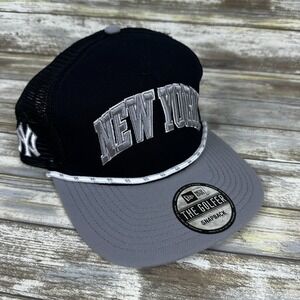 New York Yankees New Era The Golfer Black Gray Rope Hitch Snapback MLB Hat